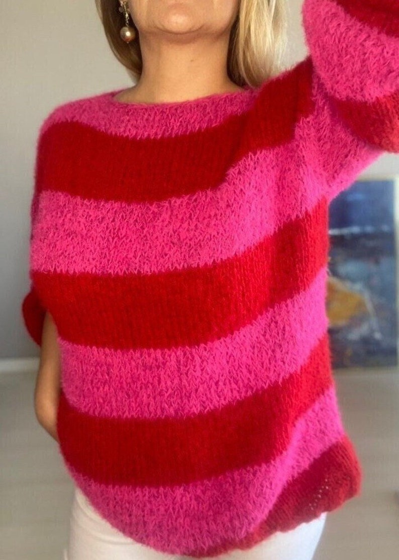 Pink and Red Sweater Zara, Pink and Red Striped Sweater, Pink and Red Jumper