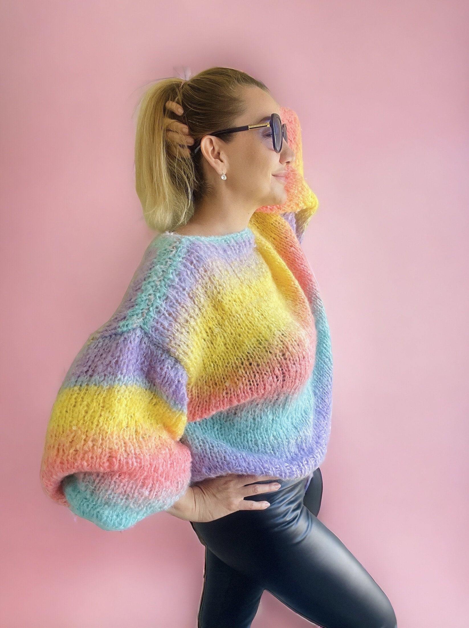 JieDa 22AW MOHAIR RAINBOW KNIT セーター Rainbow Mohair Sweater Knitted Striped Sweater Rainbow Pride