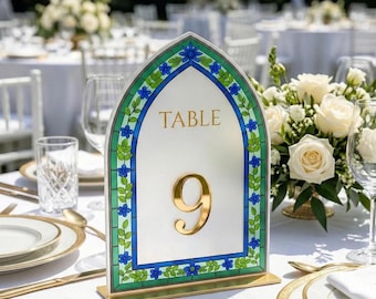 Acrylic Stained Glass Table Numbers, Wedding Reception Decor, Table Signs