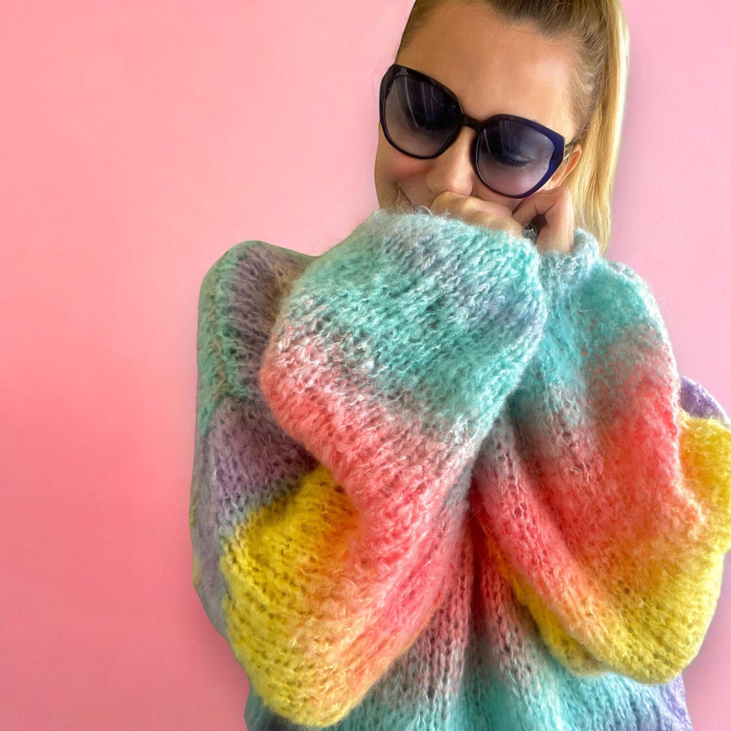 Mohair Sweater Colorful, Ombre Rainbow Knit Sweater