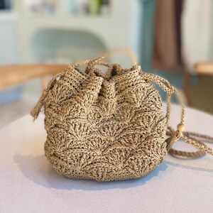 Crochet Crossbody Bag, Raffia Pouch Bag, Handmade Straw Handbag, Crochet Mini Bag, Summer Gifts for Her
