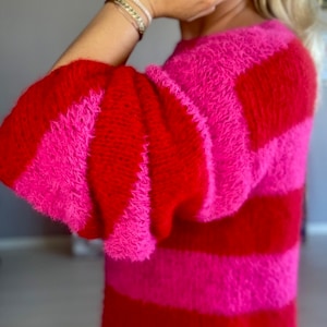 Pink and Red Jumper H&M, Pink and Red Sweater, Pink and Red  Sweater Zara, Pink and Red Striped Sweater