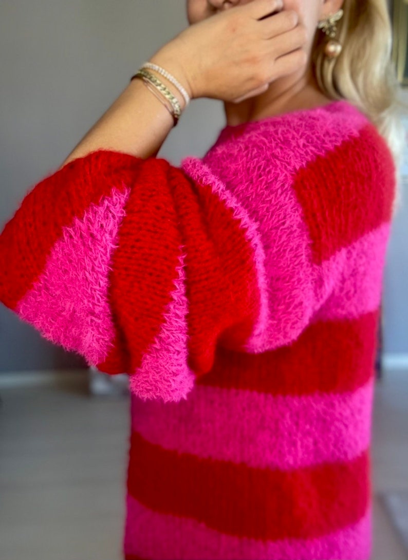 Pink and Red Jumper H&M, Pink and Red Sweater, Pink and Red  Sweater Zara, Pink and Red Striped Sweater