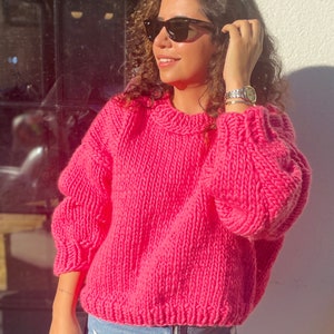 Pink Chunky Sweater, Pink Jumpers, Chunky Pink Jumper, Knit Sweater, Handmade Sweater, Pink Sweater, Handknit Sweater, Pink Chunky Knit image 7