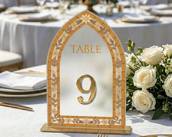 Acrylic Table Numbers, Stained Glass Wedding, Reception Decor, Table Signs