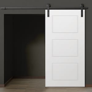 Villar Home Designs Prefinished 3-Panel Wood Barn Door Cloud White