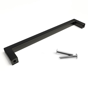 Villar Home Designs Kitchen Cabinet and Drawer Hardware Pulls Stainless Steel Handles Square Black Matte