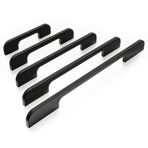Villar Home Designs Kitchen Cabinet Furniture and Drawer Hardware Pulls Solid Aluminum Handles Extra Modern Black Matte