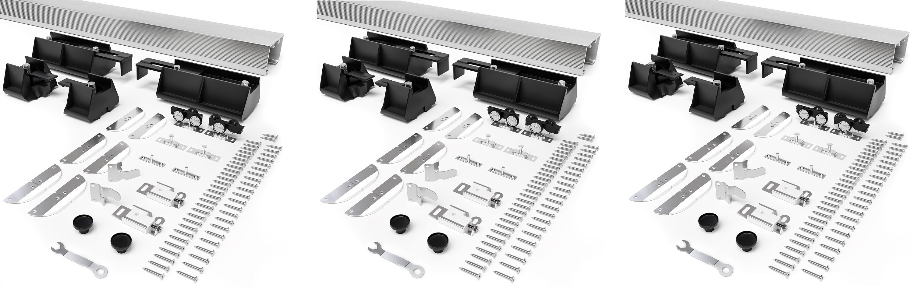 Villar Home Designs Bifold Folding Heavy Duty Sliding Closet Door Hardware Set With Silver Top