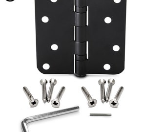 Villar Home Designs Heavy Duty Rounded Fire Resistant 3.5 Inch x 3.5 Inch Door Hinge Black Matte