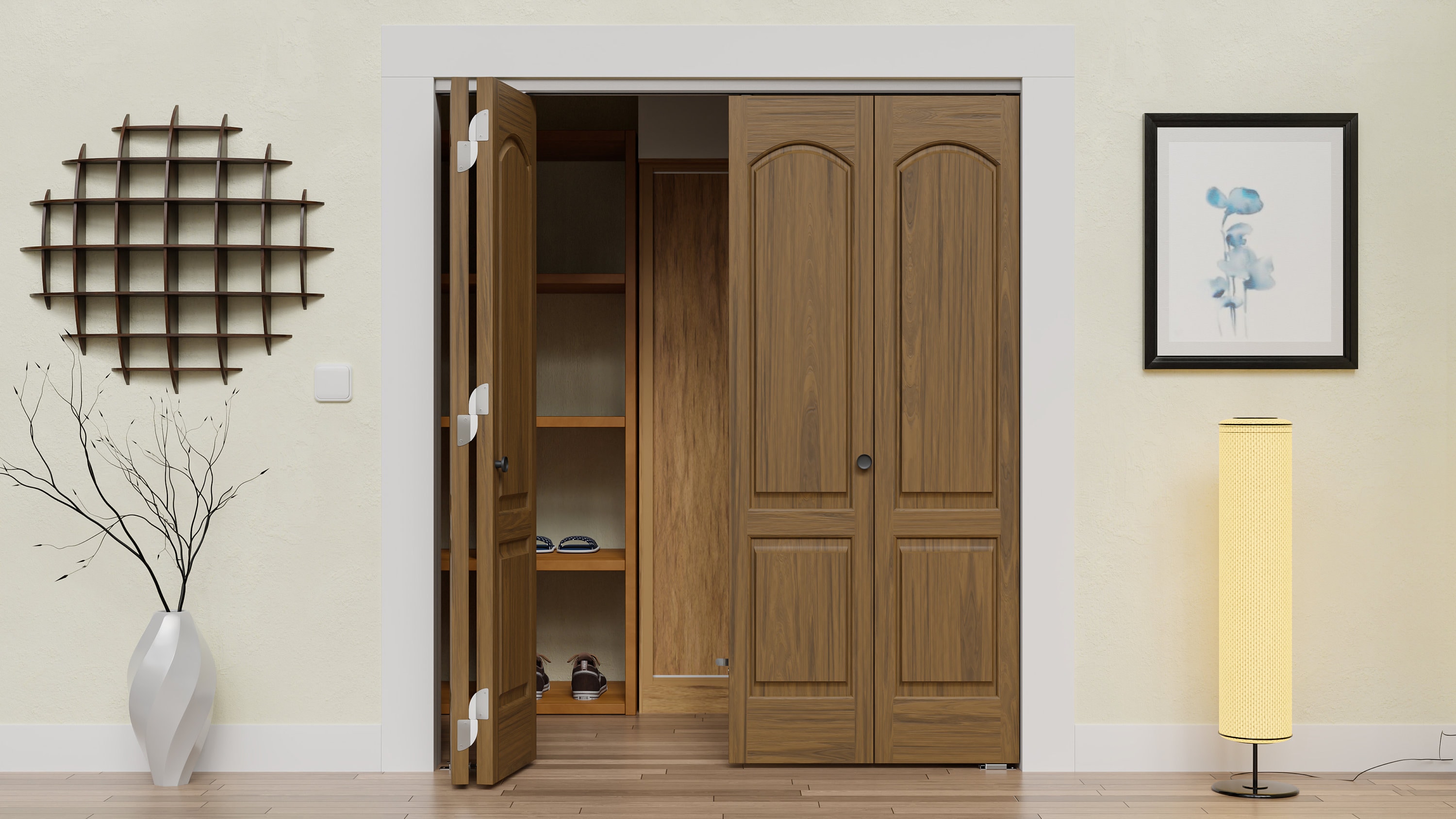 Villar Home Designs Bifold Folding Heavy Duty Sliding Closet Door Hardware Set With Silver Top