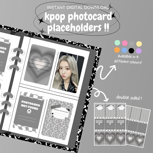 Kpop Photocard Binder Filler Grey Pack digital Download Etsy