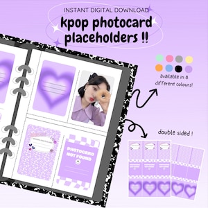 kpop photocard binder filler : purple pack !! [digital download / printable] | pc collection toploader backing deco placeholder insert