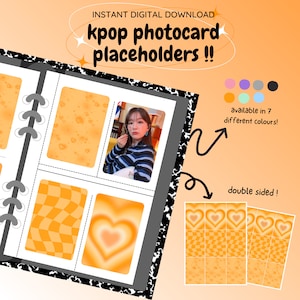 Relleno de carpetas para tarjetas fotográficas kpop: ¡paquete simple naranja! [descarga digital / imprimible] / inserto de marcador de posición deco del cargador superior de la colección de pc