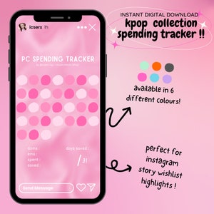 Rastreador de gastos de la colección Kpop: paquete rosa!! [descarga digital / imprimible] para tarjetas de fotos y álbumes, perfecto para historias de Instagram