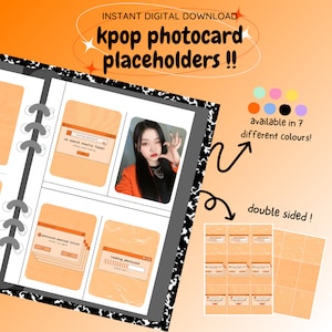kpop photocard binder filler : orange webcore pack !! [digital download / printable] | pc collection toploader deco placeholder insert