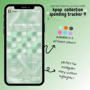 Rastreador de gastos de la colección KPOP: ¡¡PAQUETE VERDE!! [descarga digital / imprimible] para tarjetas de fotos y álbumes, perfecto para historias de Instagram