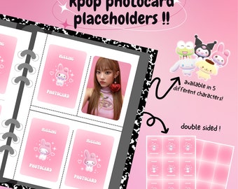 kpop photocard binder filler : kawaii character pink pack ! [digital download / printable] | pc collection toploader deco placeholder insert