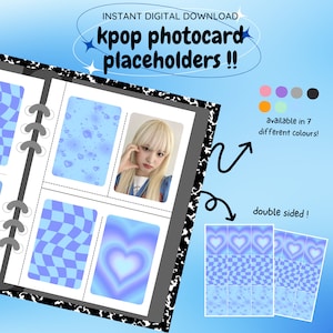 Relleno de carpetas para tarjetas fotográficas kpop: ¡paquete simple azul! [descarga digital / imprimible] / inserto de marcador de posición deco del cargador superior de la colección de pc