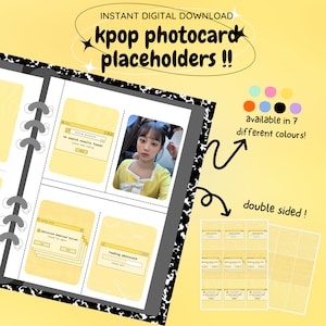 Relleno para carpeta de tarjetas fotográficas de K-pop: ¡Paquete webcore amarillo! [Descarga digital/impresión] / Inserto decorativo para marcador de posición de carga superior para colección de PC