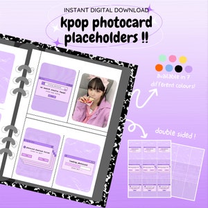 kpop photocard binder filler : purple webcore pack !! [digital download / printable] | pc collection toploader deco placeholder insert