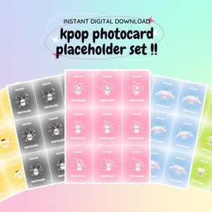Relleno de carpetas para tarjetas fotográficas kpop: ¡SET de personajes kawaii! [descarga digital / imprimible] / inserto de marcador de posición deco del cargador superior de la colección de PC