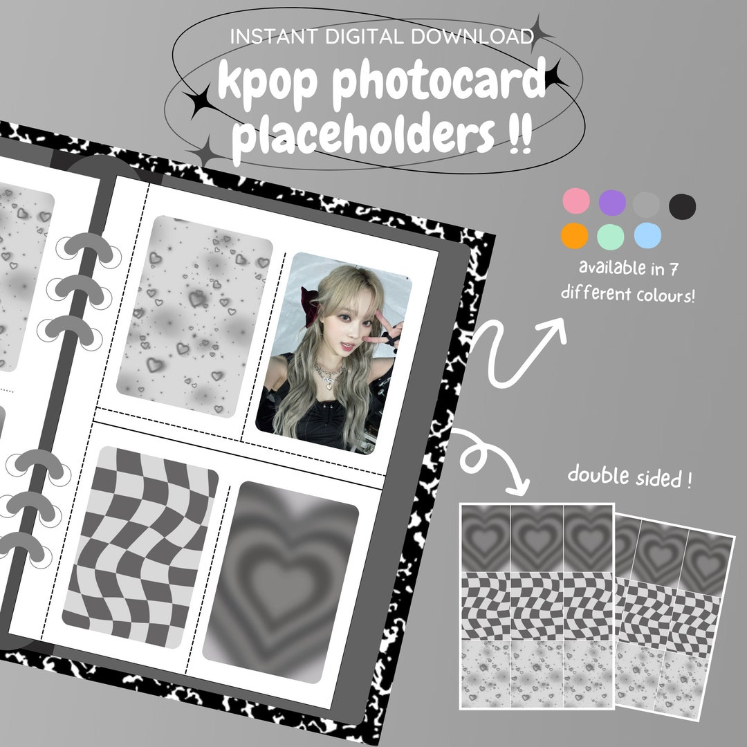 Kpop Photocard Binder Filler Grey Simple Pack digital Download