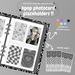 Relleno de carpetas para tarjetas fotográficas kpop: ¡paquete simple gris! [descarga digital / imprimible] / inserto de marcador de posición deco del cargador superior de la colección de PC