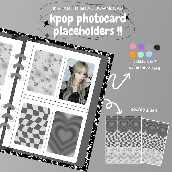 kpop photocard binder filler : grey simple pack !! [digital download / printable] | pc collection toploader deco placeholder insert