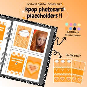 kpop fotokaartmapvuller: oranje pakket !! [digitaal downloaden / printbaar] | pc collectie toploader achterkant deco placeholder insert
