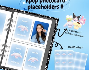 kpop photocard binder filler : kawaii character blue pack ! [digital download / printable] | pc collection toploader deco placeholder insert