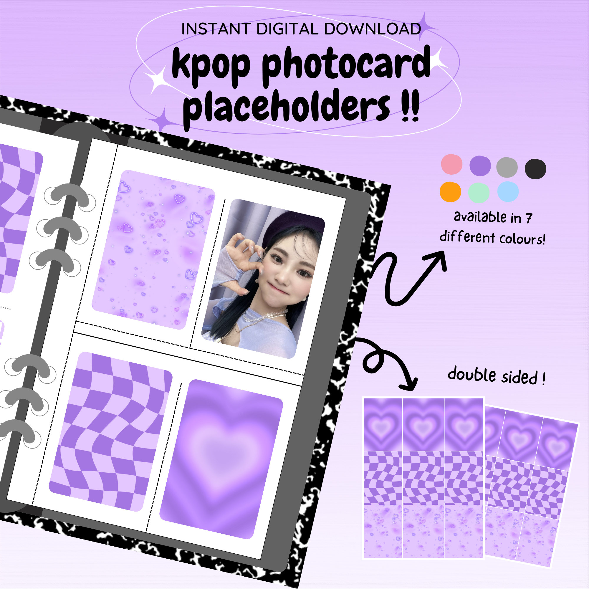 Kpop Photocard Binder Filler Purple Simple Pack digital Download