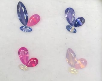 Silky sapphire set, Pink sapphire, Thuy Dien spinel, Vietgemstone, Silky sapphire, Milky sapphire, Blue silky sapphire