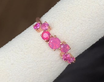 Rose gold ring for her 14k, Silky sapphire ring, milky sapphire ring Vietnam