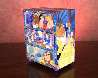 Beauty and the Beast Jewlery or keepsake box made by repurposing a children's book.  A great gift for shower gift or children's room decor.