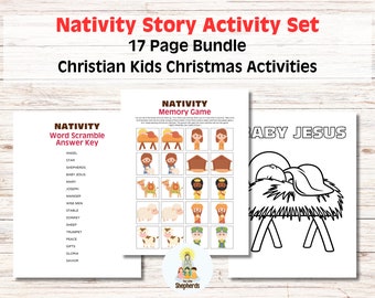 Krippe Geschichte Printable Spiele & Malseiten | Christliche Kinderweihnachtsaktivitäten