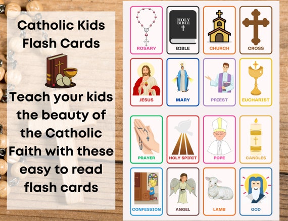 Catholic Kids Flash Cards | Catholic Children Printable Teaching | Catholicism for Kids