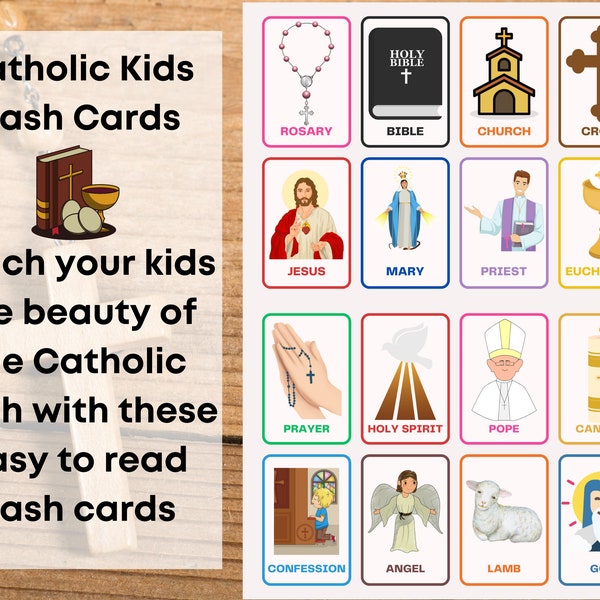 Catholic Kids Flash Cards | Catholic Children Printable Teaching | Catholicism for Kids