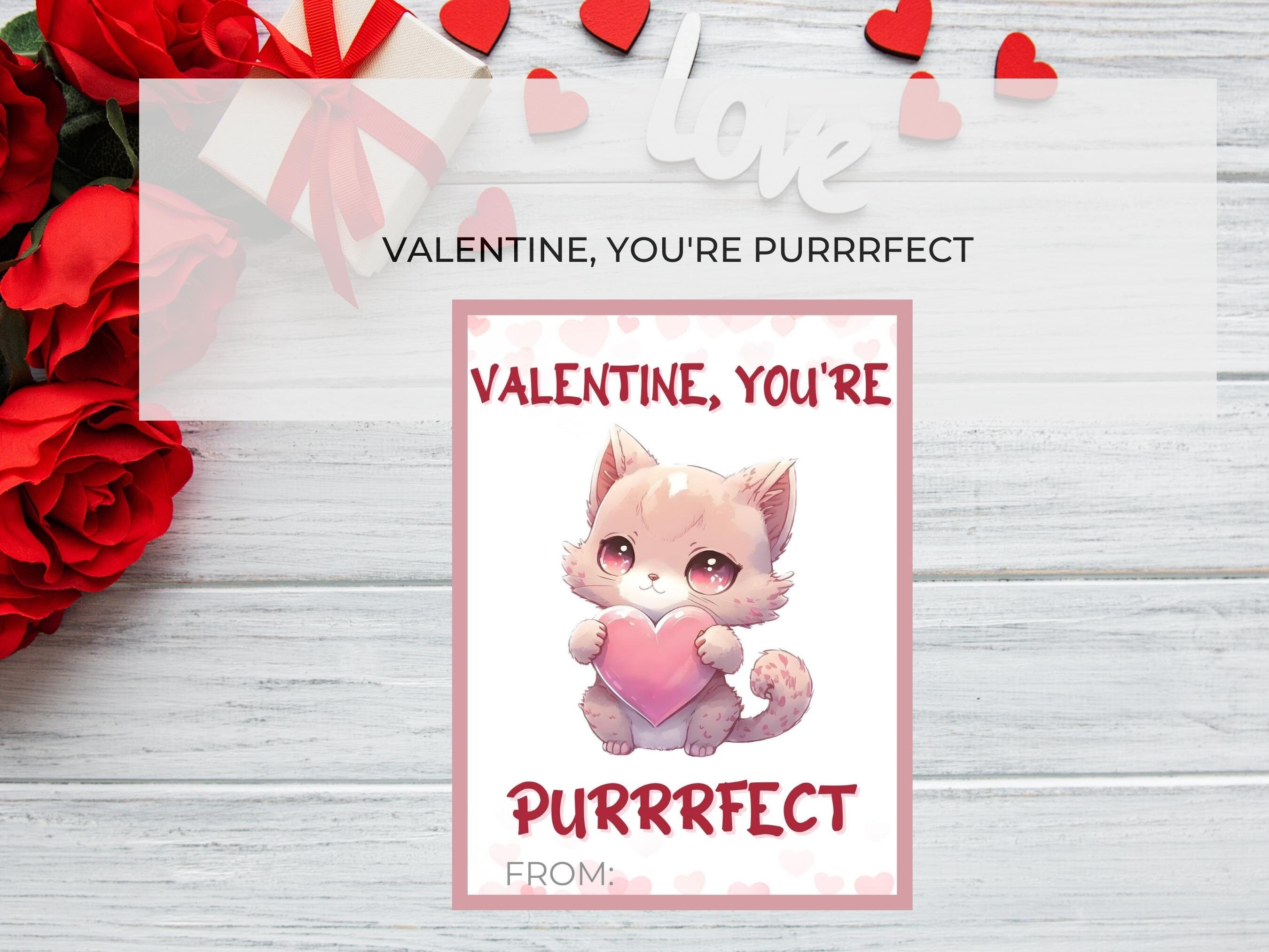 Printable Cat Valentine's Day Cards, Kitten Valentine Cards, Cat Lovers ...