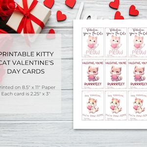 Printable Cat Valentine&#39;s Day Cards, Kitten Valentine Cards, Cat Lovers Valentines