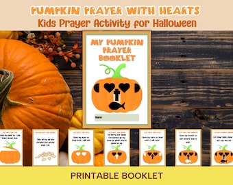 Pumpkin Prayer Booklet With Hearts/Christian Cutouts for Pumpkin Carving
