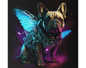 Butterly Bulldog Mat Canvas, Stretched, 0.75"