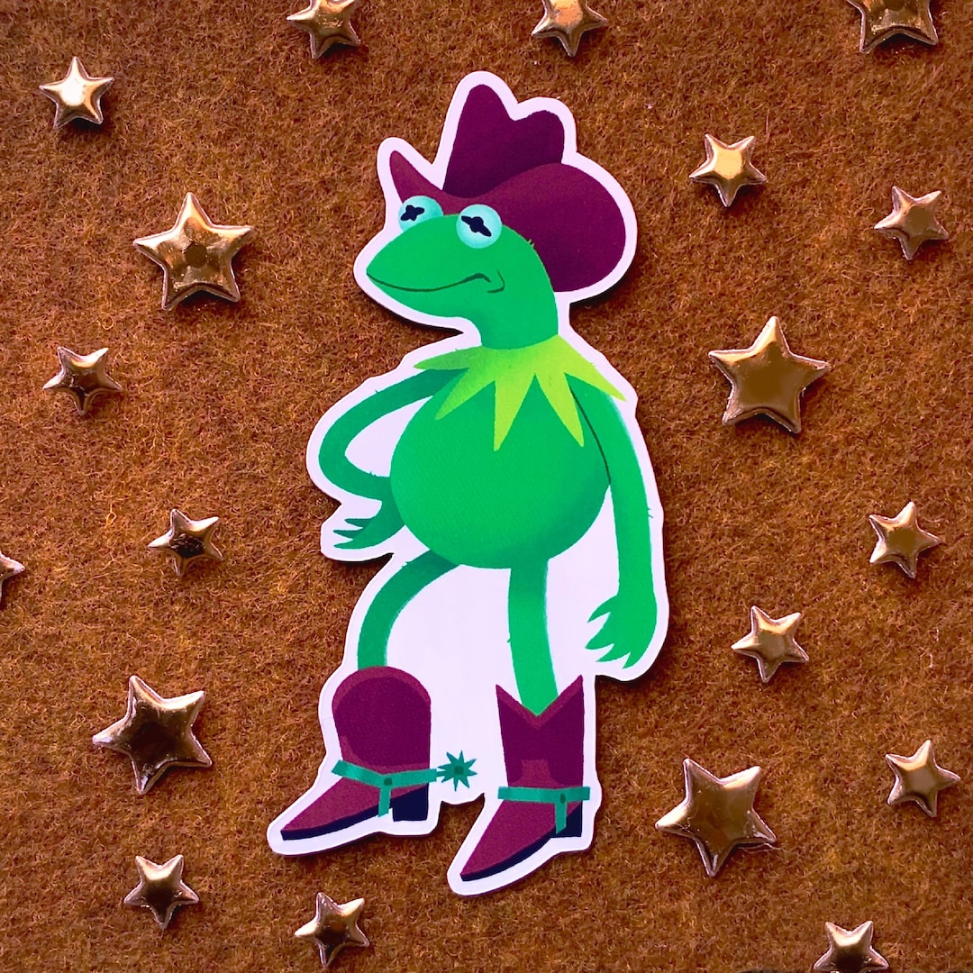 Cowboy Frog Sticker Cowboy Frog Sticker - Waterproof Puppet Vinyl Decal - Etsy