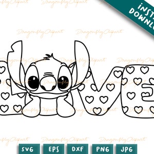 Valentine&#39;s day Lilo and Stich SVG, Stitch SVG, stitch clipart, Lilo svg, Love svg, Valentines svg, Stitch Valentines, Stitch Cut file