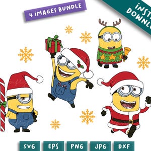 5 Minions Bundle Weihnachten SVG,png,jpg,svg,dxf, lustiger Charakter für Shirt, Becher Handwerk von Farbe überlagert, Cricut geschnitten Datei, Instant Download