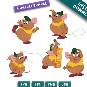 Bundle Cenerentola gus, mouse clipart Svg Png, svg cricut simpatici topi, amico Svg, personaggio Gus, file Png vacanze, sublimazione Cricut