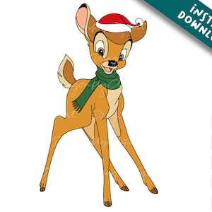 Pliki do cięcia świątecznego Bambi, Boże Narodzenie Svg Png, svg cricut christmas, przyjaciel Svg, Postać świąteczna, Pliki świąteczne Png, Cricut Sublimacja