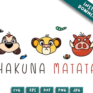 Hakuna Matata SVG,Family Trip SVG,idea de cumpleaños,Lion King Simba SVG pumba,Personalizar regalo Svg,Silueta cricut de corte de vinilo,Diseño imprimible