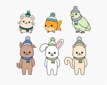 Winter Pets Bundle SVG PNG Layered by colors for Cricut and sublimation