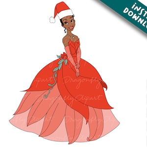Christmas Tiana Svg Png, svg cricut christmas, Christmas princess Svg, Christmas Character, Holiday Svg Png Files For Cricut Sublimation
